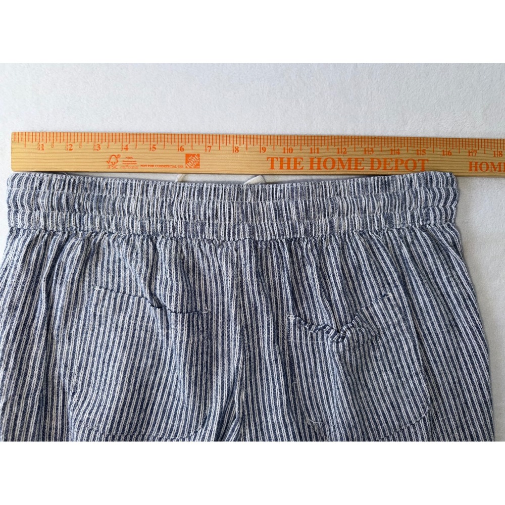 da-sh Blue White Striped Linen Blend Wide Leg Cropped Pants Coastal Size Medium - Picture 4 of 8